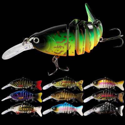 China 10 Colors 12CM/23g 3D Eyes Plastic Bait Submerged Minnow Seven Multi Jointed Fishing Lure for sale