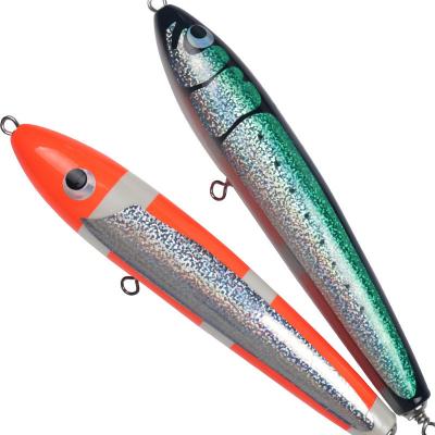 China Colorful 20CM/90g 3D Eyes Wooden Bait Treble Hooks Best Buoyancy Solid Wood Fishing Lure for sale