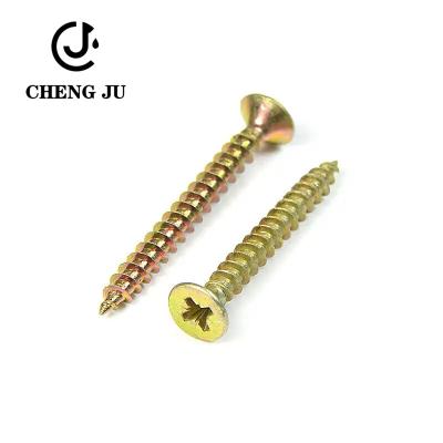China Plated Yellow Zinc Carbon Steel Countersunk Chipboard Flooring Screws for sale
