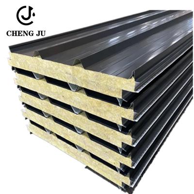China 0.3-0.6mm Insulation Polycarbonate Sandwich Panel Rock Wool Prepaint Color Steel Plate for sale