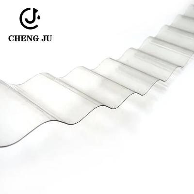 China 6000-12000mm Optional Clear PVC Corrugated Fiber Resin Transparent Roofing Sheet Tiles for sale