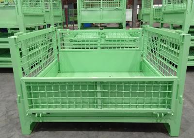 China Metal Stackable Stillage Bin Stackable Pallet Cages Green Powdercoating 1.5T for sale