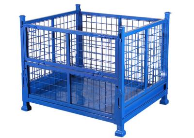 China Heavy Duty Wire Mesh Stackable Pallet Cages 4 Way Forklift Access for sale