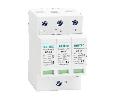 China BR-80 3P Surge Protection Device Tuv Ac Surge Arrester Power Surge Protector for sale