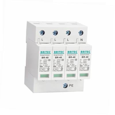 China BR-40 4P 40kA Class 2 Surge Arrester Protection Device lightning arrester 3 Phase thunder protector spd for sale
