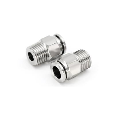 China Push In Quick Connect Air Fittings Pneumatic Pipe Fittings Copper Nickel Plating for sale