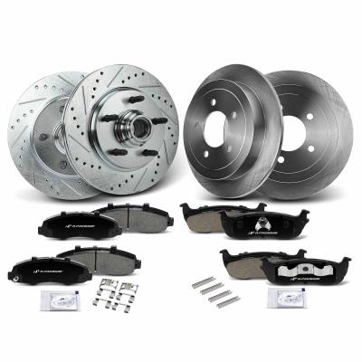 China Front & Rear Drilled Rotors & Ceramic Brake Pads for Ford F-150 Lincoln for sale
