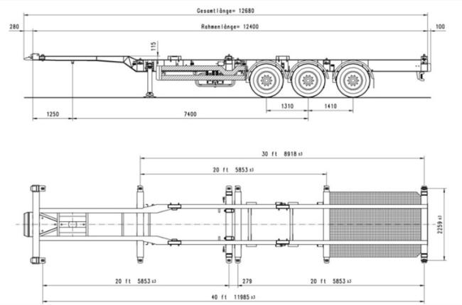 High Quality 3 Axles 40ton 40FT Container Skeleton Trailer for Sale