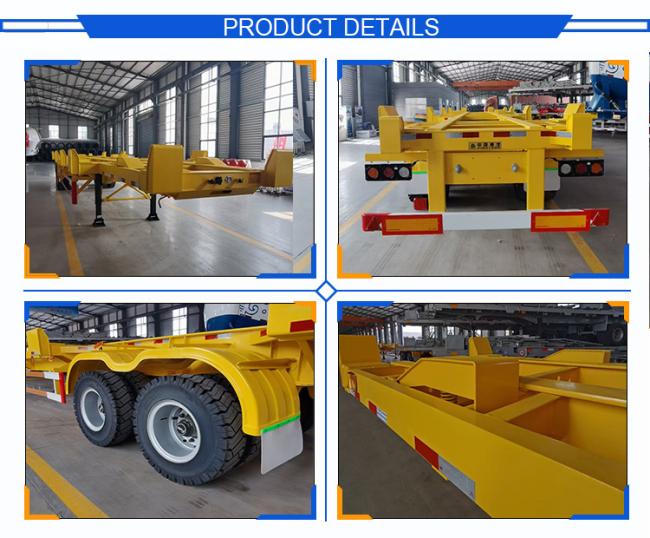 3 Way 40 Feet 20FT Skeleton Transport Semi Trailer Truck 40 Ton