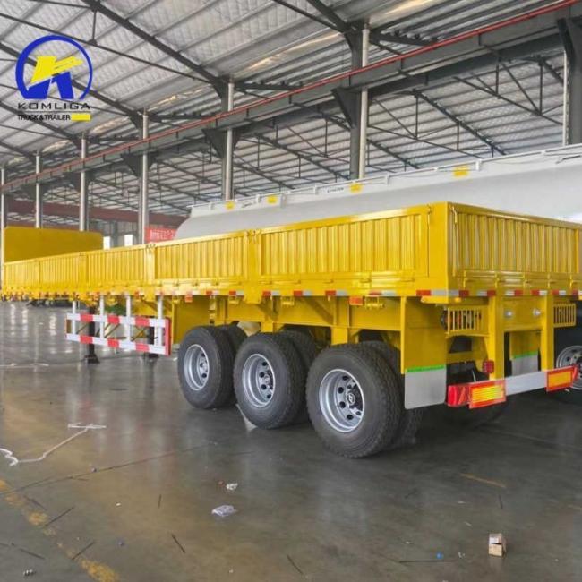 New 600mm 3axle Heavy Duty Side Gard Semi Trailer Yellow Colour 40FT Side Wall Semi Trailer for Sale