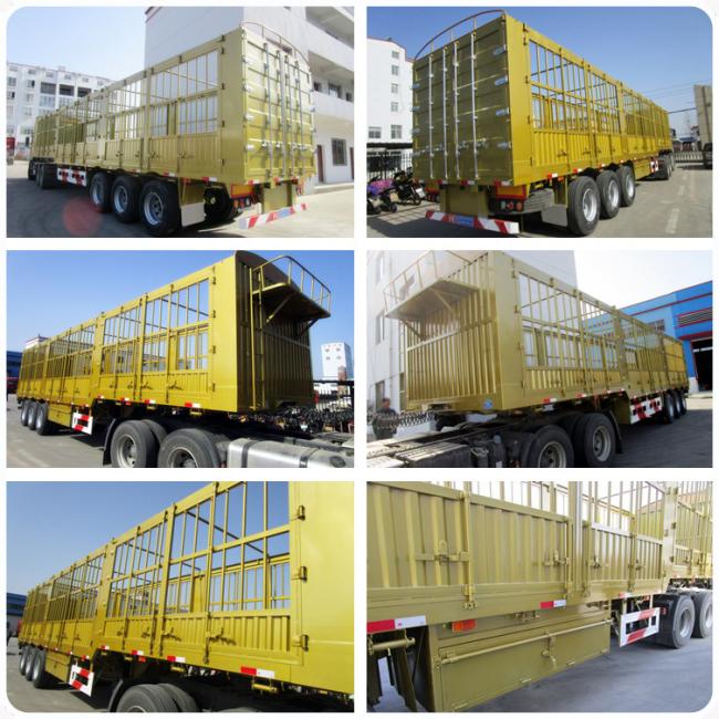 3 Axles 40 60 70tons Cargo Semi Trailer Side Wall Box Trailers Fence Cargo Truck Trailer for Sale