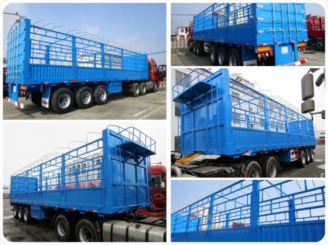 3 Axles 40 60 70tons Cargo Semi Trailer Side Wall Box Trailers Fence Cargo Truck Trailer for Sale