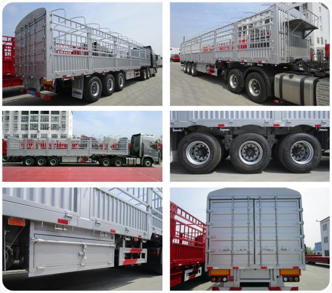 3 Axles 40 60 70tons Cargo Semi Trailer Side Wall Box Trailers Fence Cargo Truck Trailer for Sale