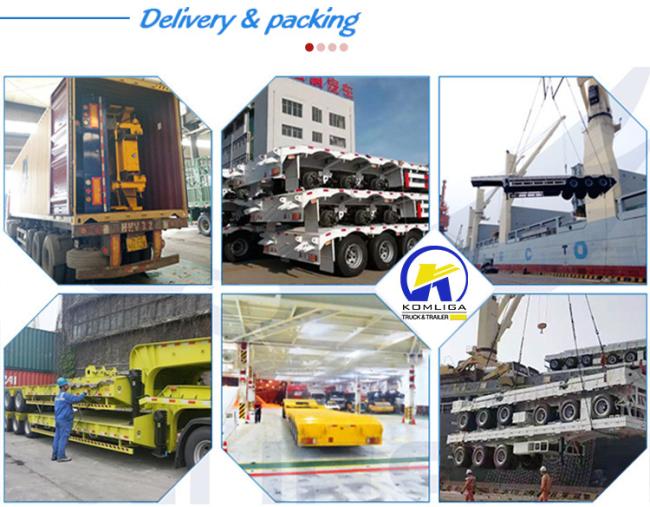 Single Axle Lowboy Semi Truck Trailer Low Bed Tractor Trailer for Sale