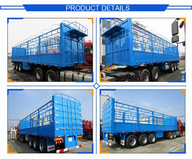 2 Axle 3 Axle Cage Side Wall Semi Drop Log Fence Van Box Cargo Trailer