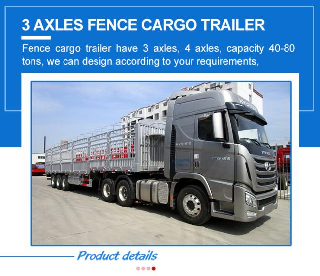 New Heavy Duty 3 Axles Fence Cargo Semi Trailer