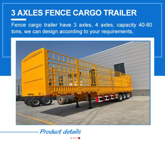 New Factory Price 3 Axles Cargo Fence Semi Trailer for Sale