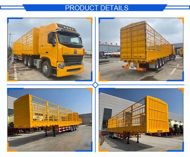 New Factory Price 3 Axles Cargo Fence Semi Trailer for Sale