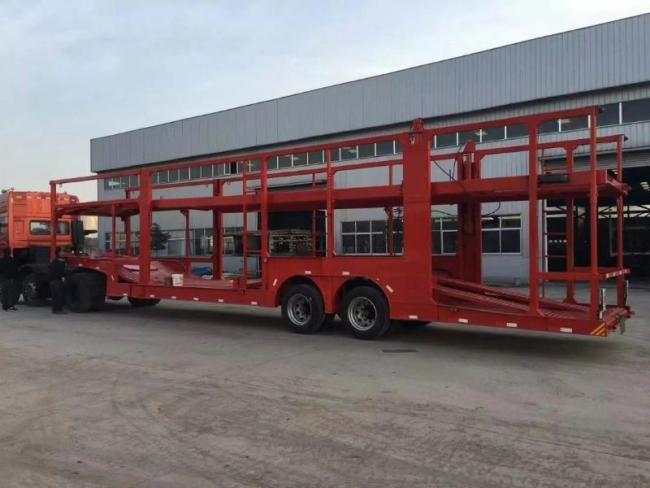 Car Carrier Vehicle Transport Skeleton Chassis Double Deck Semi Trailer to Kazakhstan
