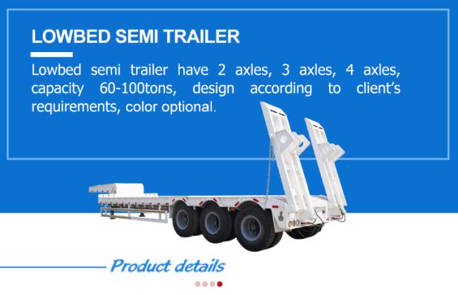 Gooseneck Heavy Duty 3axles 50tons 60tons Container Tractor Lowbed Trailer