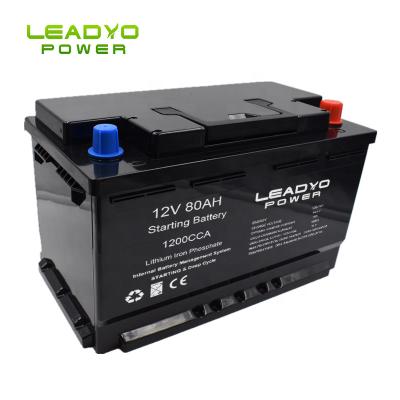China Star-Stop Marine  Lithium ion Battery 12v 80Ah CCA1200A Cracking & Deep Cycle  Lifepo4 Batteries for Boat for sale