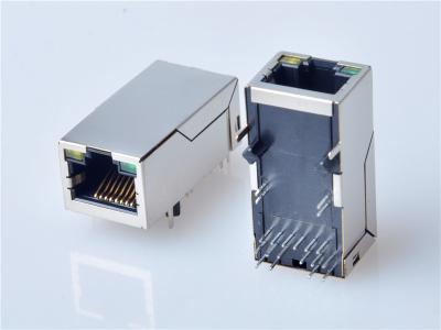 China RJ45 Modular Jack Connector, Through Hole Type,  Transformer, with LED,Side Entry, 10/100 Mbps for sale