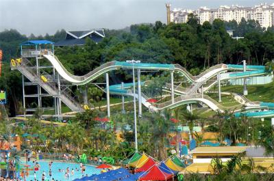 China Roller Coaster Water Park Slide Fiberglass Customized Color With Two Riders for sale