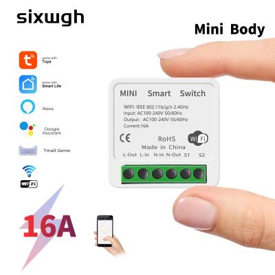 China Tuya 16A 10A Wifi Switch Smart Breaker Module Smart Life APP Remote Control Switch Voice Relay Timer for sale
