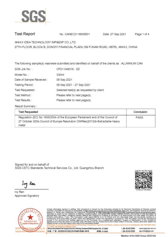 SGS - Anhui Idea Technology Imp & Exp Co., Ltd.
