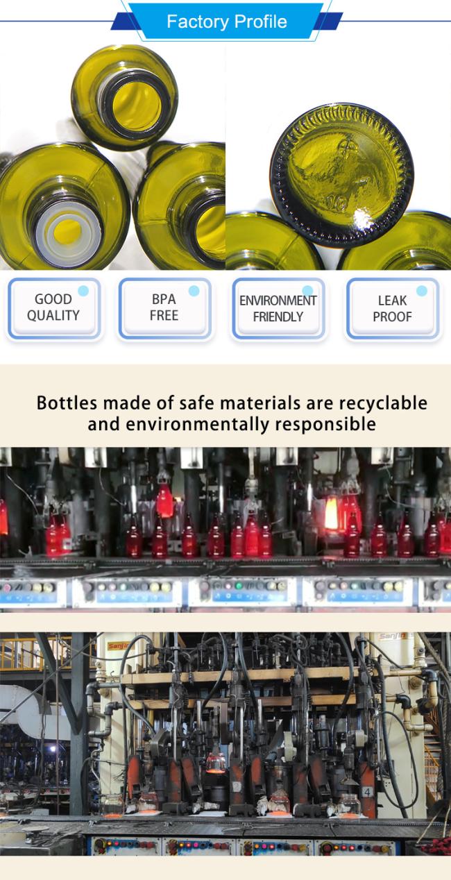 Green Amber Glass Edible Oil Bottle with Screw Cap