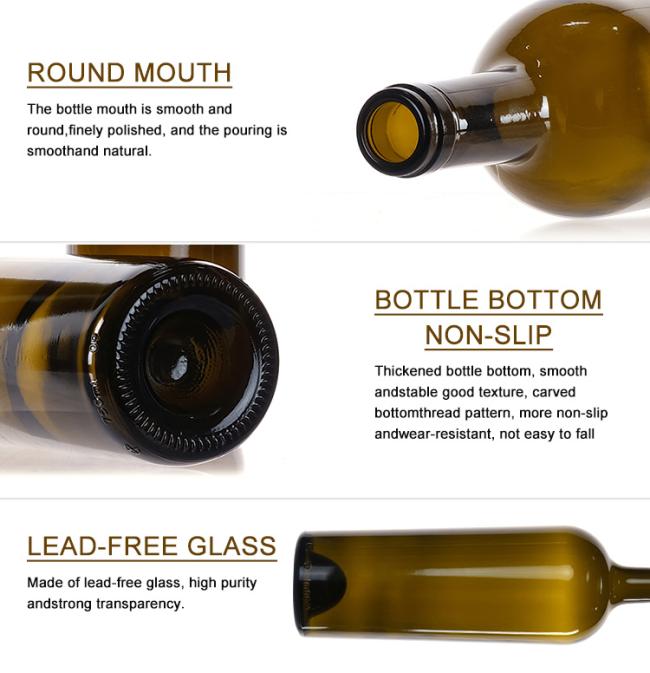 Recycled 187ml 375ml 750ml 75cl Glass Wine Bottle Wine Bottles with Caps