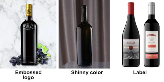 Recycled 187ml 375ml 750ml 75cl Glass Wine Bottle Wine Bottles with Caps