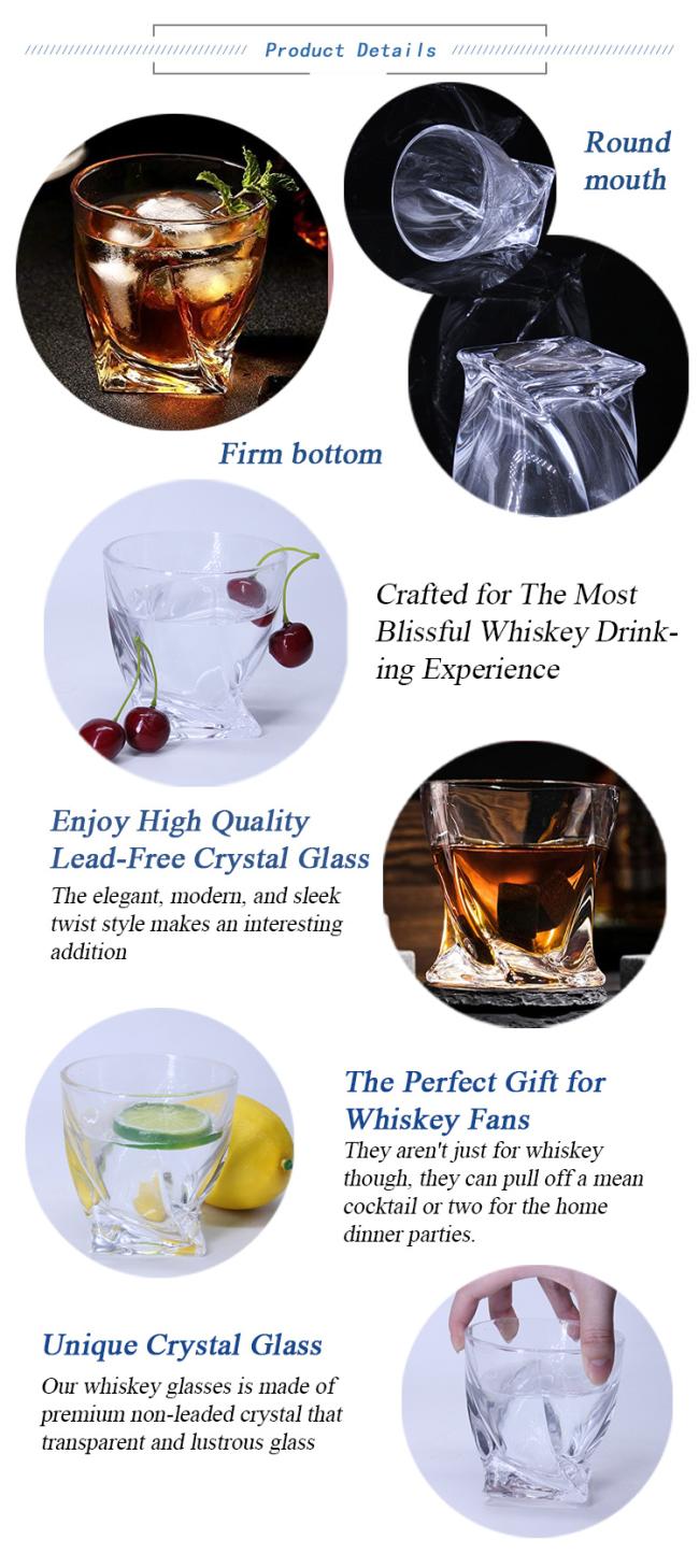 Rectangular Bottom Spiral Ripple Glass Tea Cup Best Selling Clear Drinking Martell Tumbler