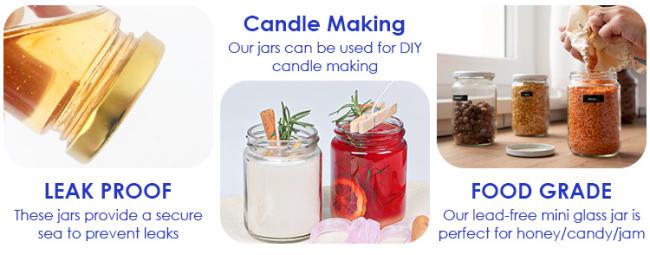High Quality 106ml 212ml 314ml Food Container Glass Caviar Round Jar with Metal Lid
