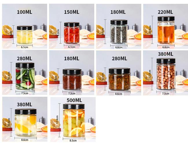 Top Grade Honey Jar 8oz 10oz 12oz Glass Caviar Round Jar with Metal Lid