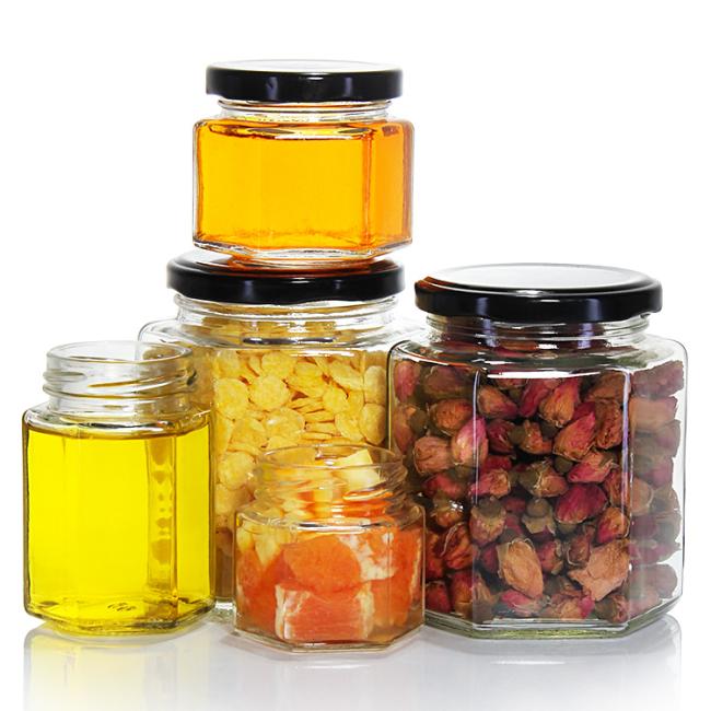 Custom 16 Oz 32 Oz Large Hexagonal Pickle Jars Glass Jar for Food with Tin Lid