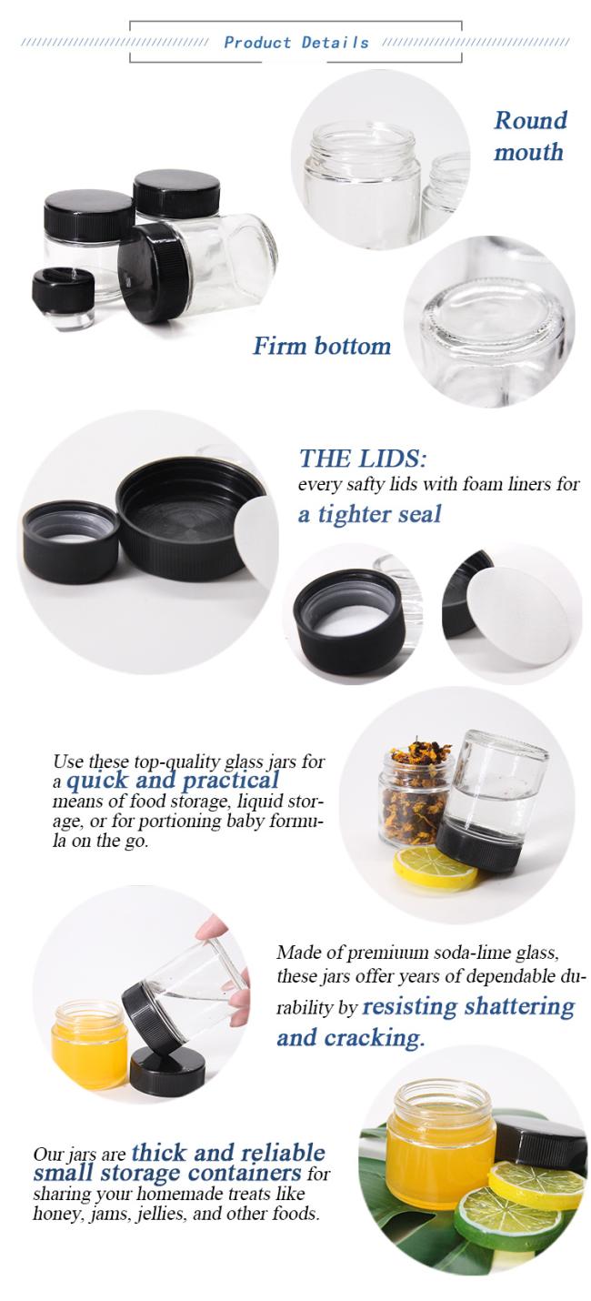 5g 10g 15g 20g 30 G 50 G 100 G Cosmetic Glass Jar with Plastic Lid