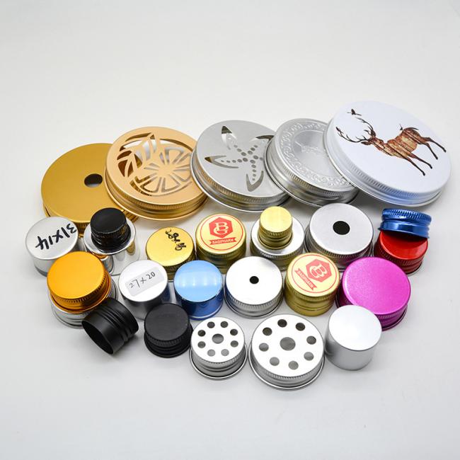 Wholesale 13mm-104mm Threaded Metal Lids Silver Gold Black Aluminum Screw Cap