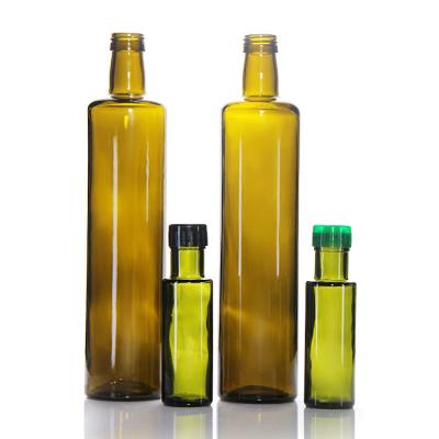 China Green Olive Glass Oil Bottle Container Bulk 250ml 1000ml 1L for sale