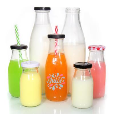 China Transparent Glass Milk Containers Chili Sauce Glass Bottle 8oz 12 oz for sale