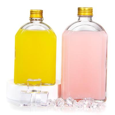 China Airtight 8 Oz Glass Juice Bottles Flat Flask For Liquor Whisky Kombucha for sale
