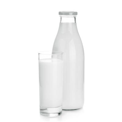 China Custom 350ml 500ml Milk Bottle Glass Milkshake Bottles With Lid for sale
