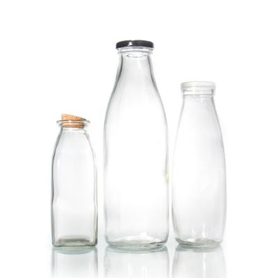 China Personalised Glass Milk Bottle 16oz 500ml 1 Litre Logo Printing for sale