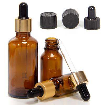 China Round Amber 30ml 4oz Glass Dropper Bottles For Essential Oil for sale