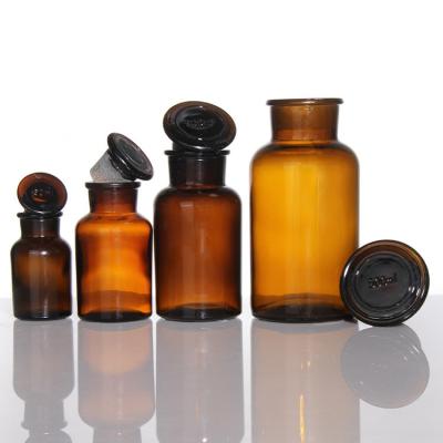 China Apothecary Reagent Amber Glass Pill Jar 120ml Medicine Bottle for sale