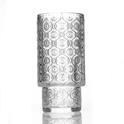China Retro Crystal Clear Coffee Drinking Glasses Cup Ripple Glassware Embossed for sale