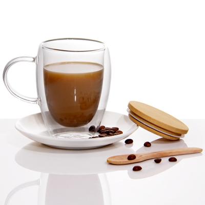 China 12oz 16oz copos de café com parede dupla Borosilicato Copo de chá de vidro para churrasco à venda