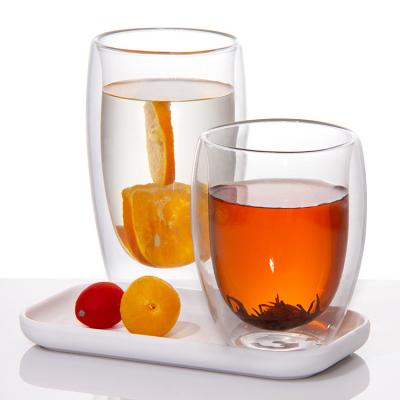 China Empty Cappuccino Glasses Double Walled Insulated Glass Tumblers 350ml 650ml for sale