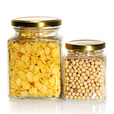 China Sealed Honey Glass Storage Jars 300ml Square Shape for sale