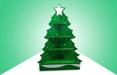中国 おもちゃを促進するための緑のクリスマス ツリーのボール紙パレット表示は、伝染性の設計を注目します 販売のため